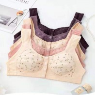 Women’s Floral Print Front Button Bra – Wireless Full Coverage Comfort Bra - Image 2