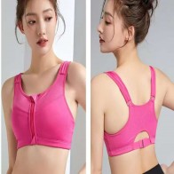 Women’s Front Zipper Sports Bra – High Support Padded Fitness Bra