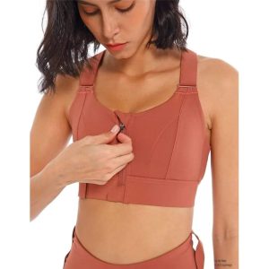 Women’s Front Zipper Sports Bra – High Support Wireless Fitness Bra
