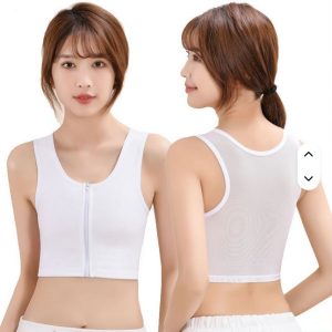 Women’s Front Zipper Sports Bra – Full Coverage Wireless Support Bra