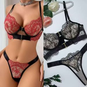 Luxury Floral Lace Bra & Panty Set for Women – Elegant Lingerie Set