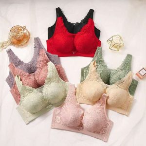 Women’s Full Coverage Floral Lace Bra – Wireless Plus Size Support Bra