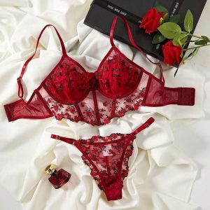 Premium Floral Embroidered Lace Bra & Panty Set for Women – Stylish Lingerie Set